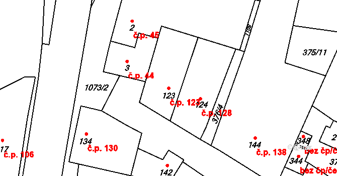 Černuc 123 na parcele st. 123 v KÚ Černuc, Katastrální mapa