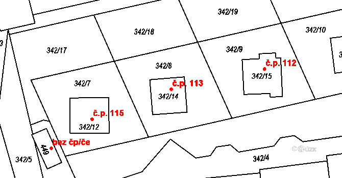 Edrovice 113, Rýmařov na parcele st. 342/14 v KÚ Edrovice, Katastrální mapa