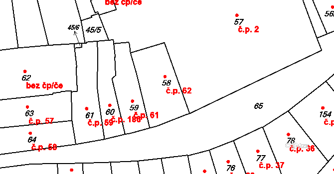 Třeboň I 62, Třeboň na parcele st. 58 v KÚ Třeboň, Katastrální mapa