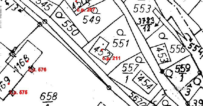 Cvikov II 211, Cvikov na parcele st. 452 v KÚ Cvikov, Katastrální mapa