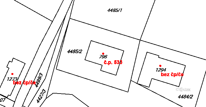 Valašská Bystřice 533 na parcele st. 796 v KÚ Valašská Bystřice, Katastrální mapa