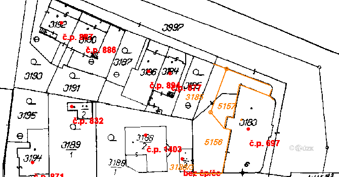 Poděbrady III 877, Poděbrady na parcele st. 3184 v KÚ Poděbrady, Katastrální mapa