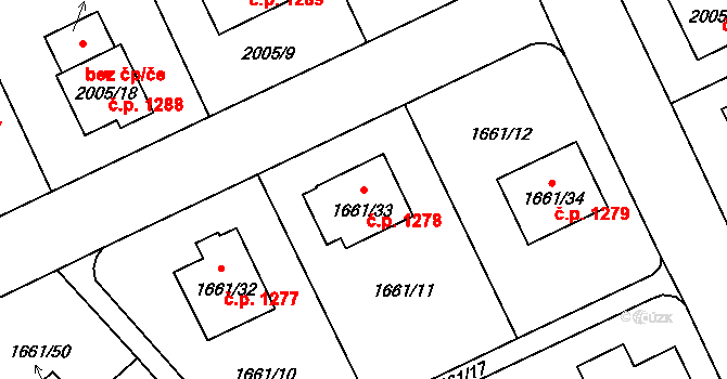 Pelhřimov 1278 na parcele st. 1661/33 v KÚ Pelhřimov, Katastrální mapa