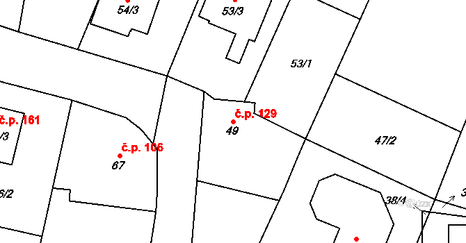 Kratonohy 129 na parcele st. 49 v KÚ Kratonohy, Katastrální mapa