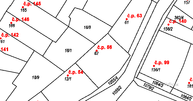 Staňkov II 56, Staňkov na parcele st. 62 v KÚ Staňkov-ves, Katastrální mapa