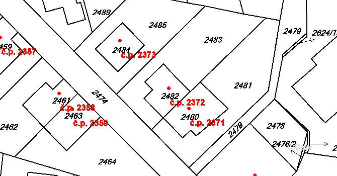 Žižkov 2372, Praha na parcele st. 2482 v KÚ Žižkov, Katastrální mapa