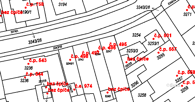 Jirkov 496 na parcele st. 3244 v KÚ Jirkov, Katastrální mapa