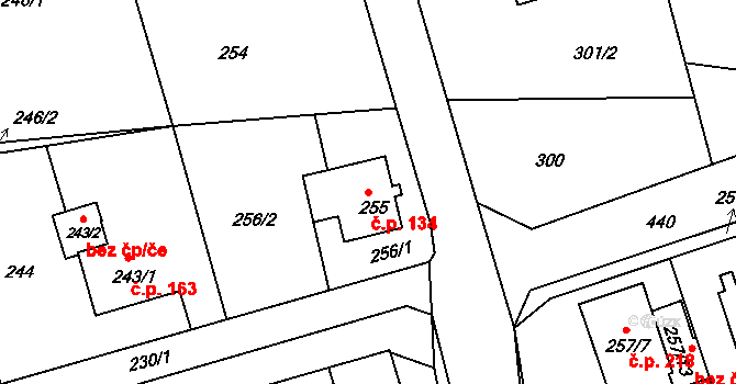 Liberec IX-Janův Důl 134, Liberec na parcele st. 255 v KÚ Janův Důl u Liberce, Katastrální mapa