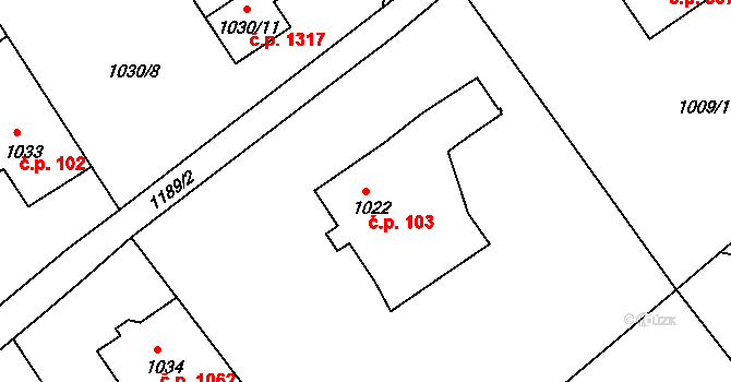 Liberec XIV-Ruprechtice 103, Liberec na parcele st. 1022 v KÚ Ruprechtice, Katastrální mapa