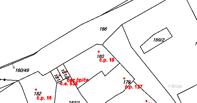 Pražské Předměstí 18, Bílina na parcele st. 180 v KÚ Bílina, Katastrální mapa