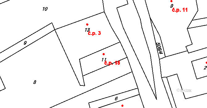 Lhota 15, Úštěk na parcele st. 11 v KÚ Lhota u Úštěku, Katastrální mapa