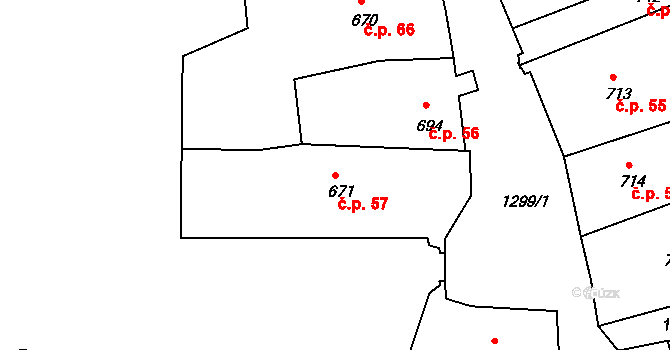 Latrán 57, Český Krumlov na parcele st. 671 v KÚ Český Krumlov, Katastrální mapa