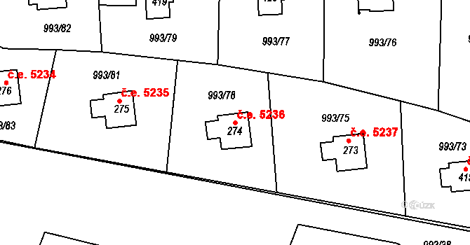Kozojedy 5236 na parcele st. 274 v KÚ Kozojedy u Kostelce nad Černými Lesy, Katastrální mapa