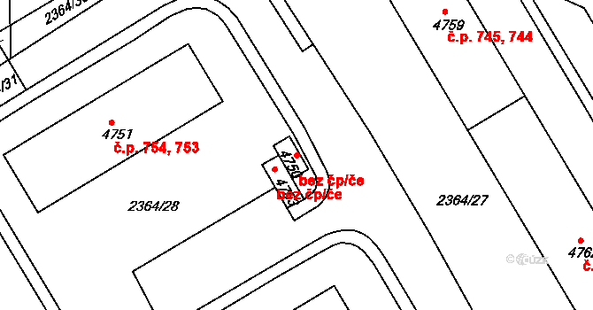 Chrudim 43729118 na parcele st. 4750 v KÚ Chrudim, Katastrální mapa