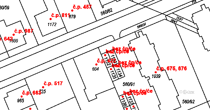 Třebíč 44134118 na parcele st. 1132 v KÚ Podklášteří, Katastrální mapa