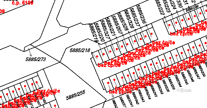 Chomutov 45019118 na parcele st. 5885/219 v KÚ Chomutov I, Katastrální mapa