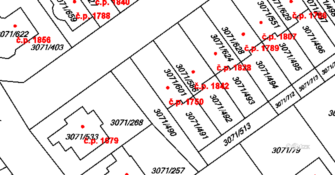 Hlučín 1750 na parcele st. 3071/601 v KÚ Hlučín, Katastrální mapa