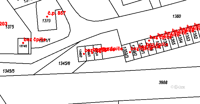 Jablunkov 46547118 na parcele st. 1345/4 v KÚ Jablunkov, Katastrální mapa