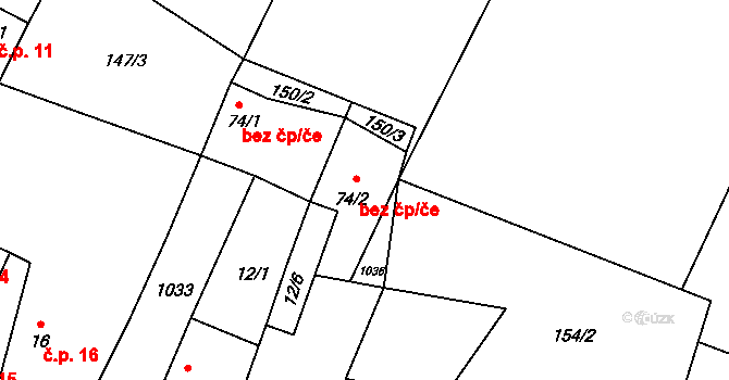 Staňkovice 47120118 na parcele st. 74/2 v KÚ Tvršice, Katastrální mapa