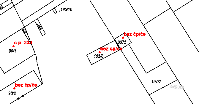 Uherský Brod 49481118 na parcele st. 195/8 v KÚ Újezdec u Luhačovic, Katastrální mapa
