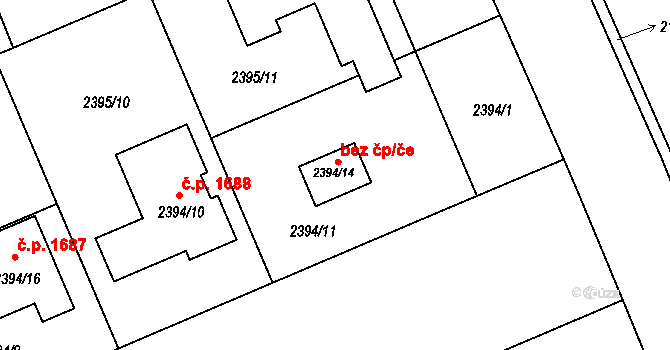 Holešov 54288118 na parcele st. 2394/14 v KÚ Holešov, Katastrální mapa