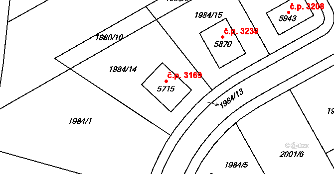 Dvůr Králové nad Labem 3169 na parcele st. 5715 v KÚ Dvůr Králové nad Labem, Katastrální mapa