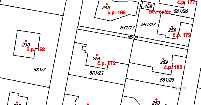 Teplice nad Metují 172 na parcele st. 254 v KÚ Teplice nad Metují, Katastrální mapa