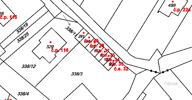 Bražec 35, Náchod na parcele st. 102 v KÚ Bražec, Katastrální mapa