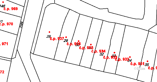 Mohelnice 935 na parcele st. 30 v KÚ Mohelnice, Katastrální mapa