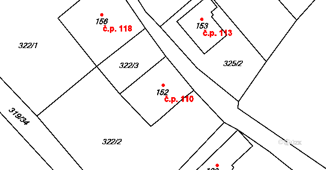 Rychnov nad Malší 110, Dolní Dvořiště na parcele st. 152 v KÚ Rychnov nad Malší, Katastrální mapa
