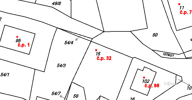 Metánov 32, Častrov na parcele st. 15 v KÚ Metánov, Katastrální mapa