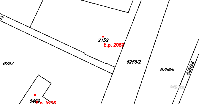 Žatec 2057 na parcele st. 2152 v KÚ Žatec, Katastrální mapa
