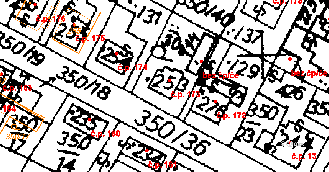 Potštejn 173 na parcele st. 253 v KÚ Potštejn, Katastrální mapa