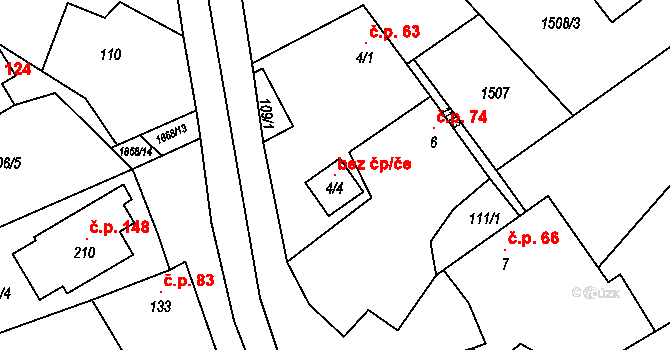 Řečice 101380119 na parcele st. 4/4 v KÚ Řečice nad Bobrůvkou, Katastrální mapa