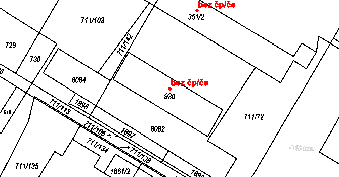 Jevišovice 102352119 na parcele st. 930 v KÚ Jevišovice, Katastrální mapa