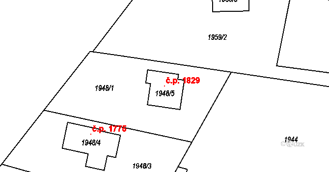 Frýdlant 1829, Frýdlant nad Ostravicí na parcele st. 1948/5 v KÚ Frýdlant nad Ostravicí, Katastrální mapa