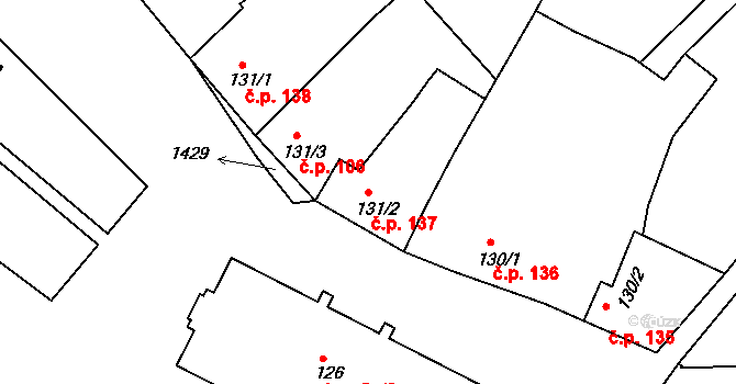 Smržice 137 na parcele st. 131/2 v KÚ Smržice, Katastrální mapa