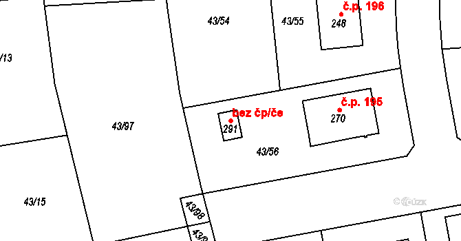 Veltruby 106819119 na parcele st. 291 v KÚ Hradišťko I, Katastrální mapa