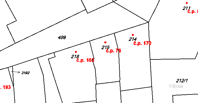 Přerov V-Dluhonice 76, Přerov na parcele st. 215 v KÚ Dluhonice, Katastrální mapa
