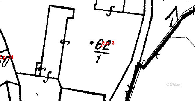 Chlístovice 3 na parcele st. 62/1 v KÚ Chlístovice, Katastrální mapa