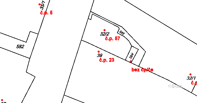 Chvalovice 23, Kovanice na parcele st. 39 v KÚ Chvalovice u Nymburka, Katastrální mapa