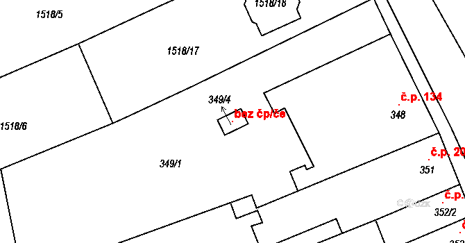 Bořitov 118582119 na parcele st. 349/4 v KÚ Bořitov, Katastrální mapa