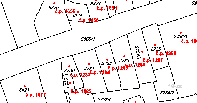 Jihlava 1285 na parcele st. 2732 v KÚ Jihlava, Katastrální mapa