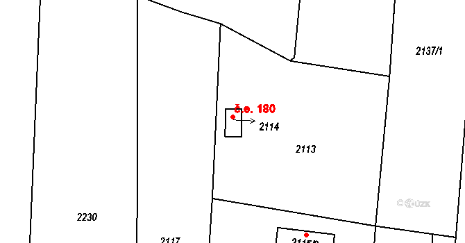 Sadská 180 na parcele st. 2114 v KÚ Sadská, Katastrální mapa