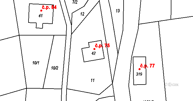 Heřmanice v Podještědí 75, Jablonné v Podještědí na parcele st. 42 v KÚ Heřmanice v Podještědí, Katastrální mapa