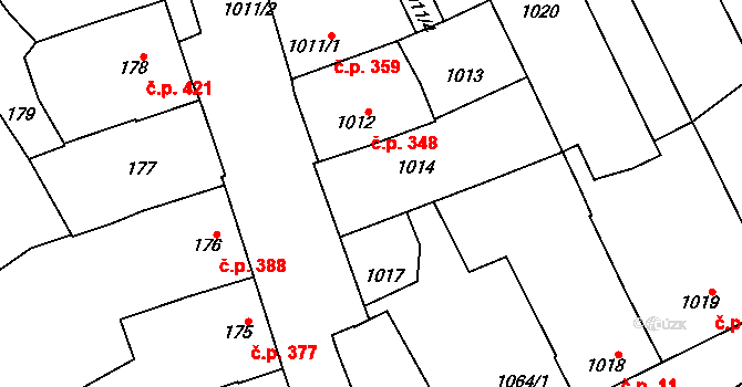 Vnorovy 347 na parcele st. 1014 v KÚ Vnorovy, Katastrální mapa