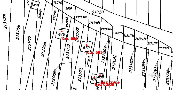 Vřesovice 583 na parcele st. 472 v KÚ Vřesovice, Katastrální mapa