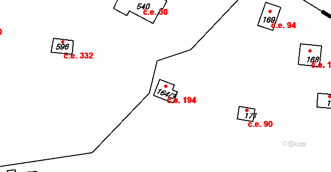 Třebsín 194, Krňany na parcele st. 164/3 v KÚ Třebsín, Katastrální mapa