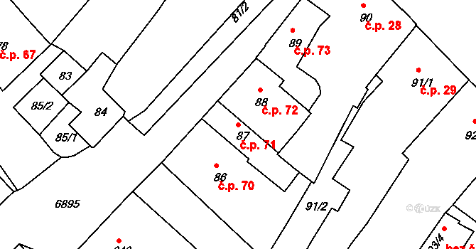 Boskovice 71 na parcele st. 87 v KÚ Boskovice, Katastrální mapa