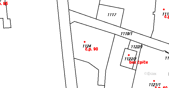 Podmoklice 90, Semily na parcele st. 1124 v KÚ Semily, Katastrální mapa